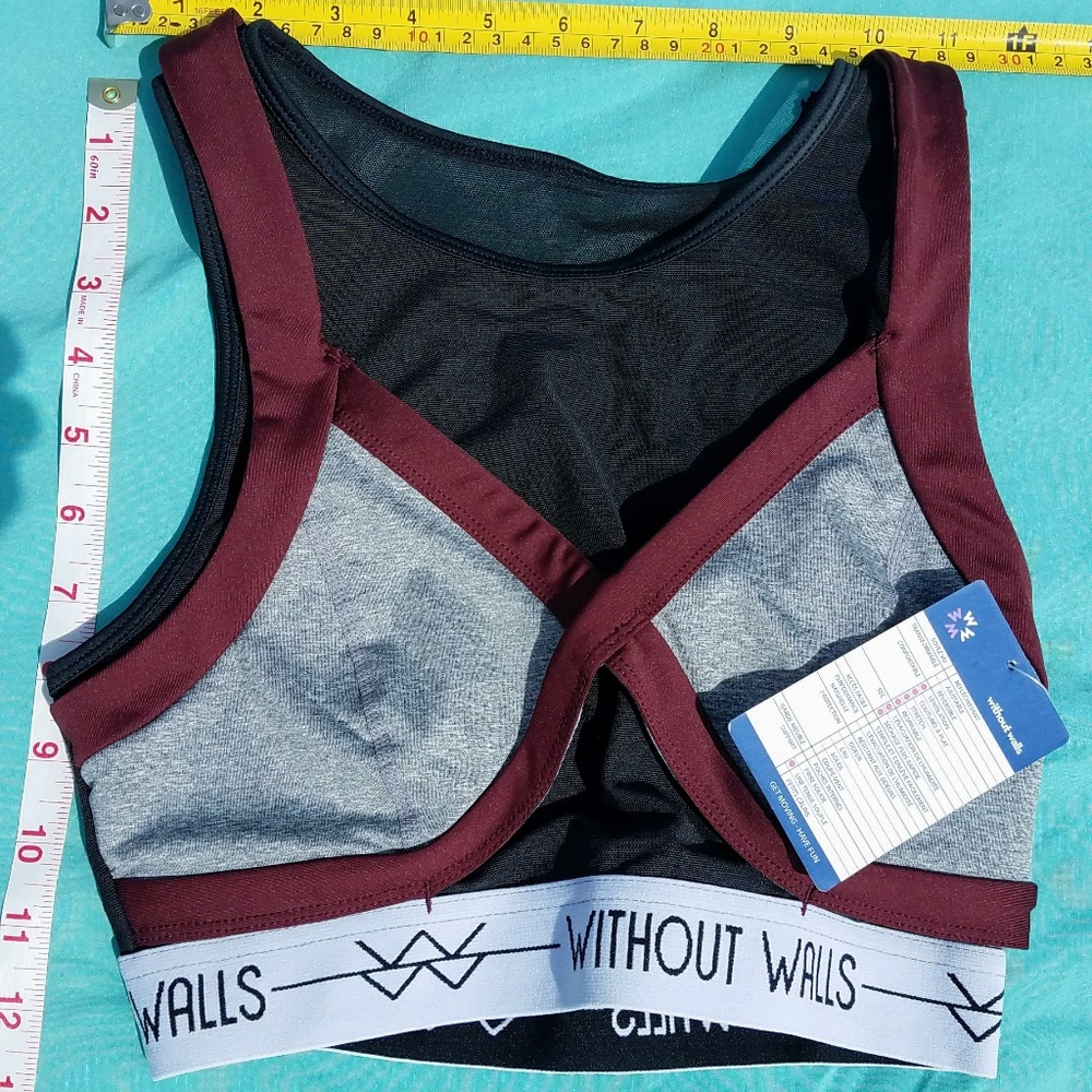 Women's exercise midriff mesh bra top xs new